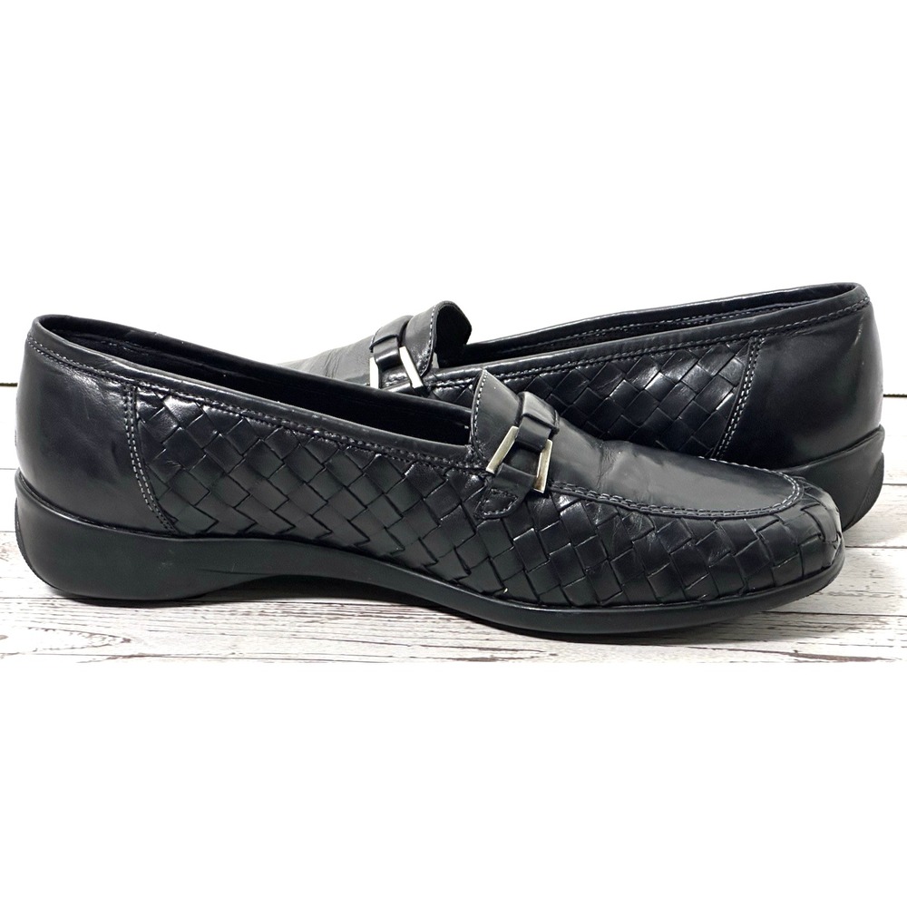 Sesto Meucci Black Woven Loafers Italian Woven Loafers With Bucket Size 9M - Picture 12 of 16